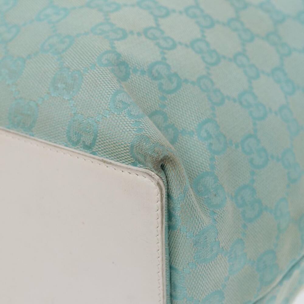 GUCCI GG Canvas Tote Bag Light Blue White Gold 002 002 - Picture 10 of 16